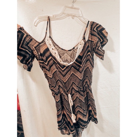 boho off the shoulder romper with spaghetti straps - Picture 2 of 3
